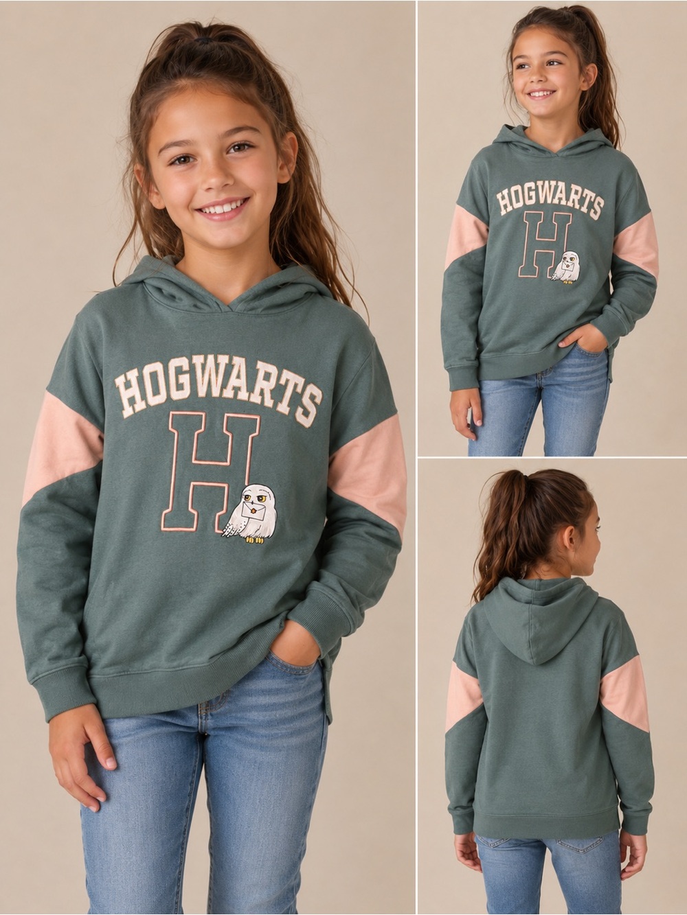 Harry Potter Hogwarts Hedwig Girls Hoodie Size 8-10